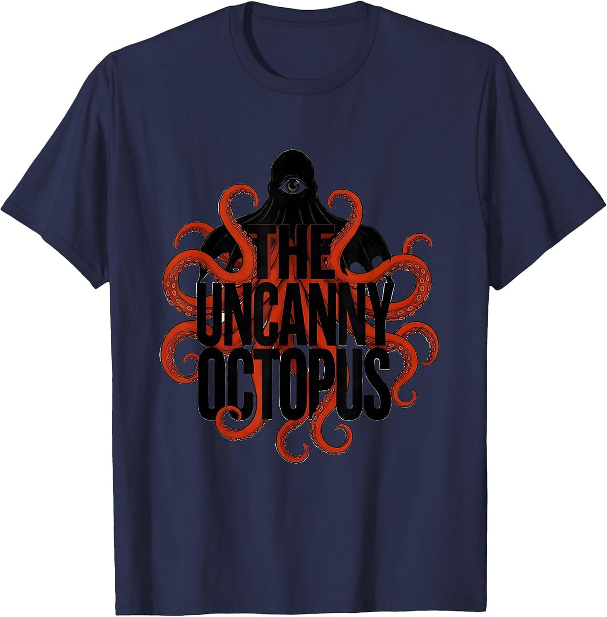 The Uncanny Octopus Vintage Octopus Lover Nautical Sea T-Shirt - Navy Blue
