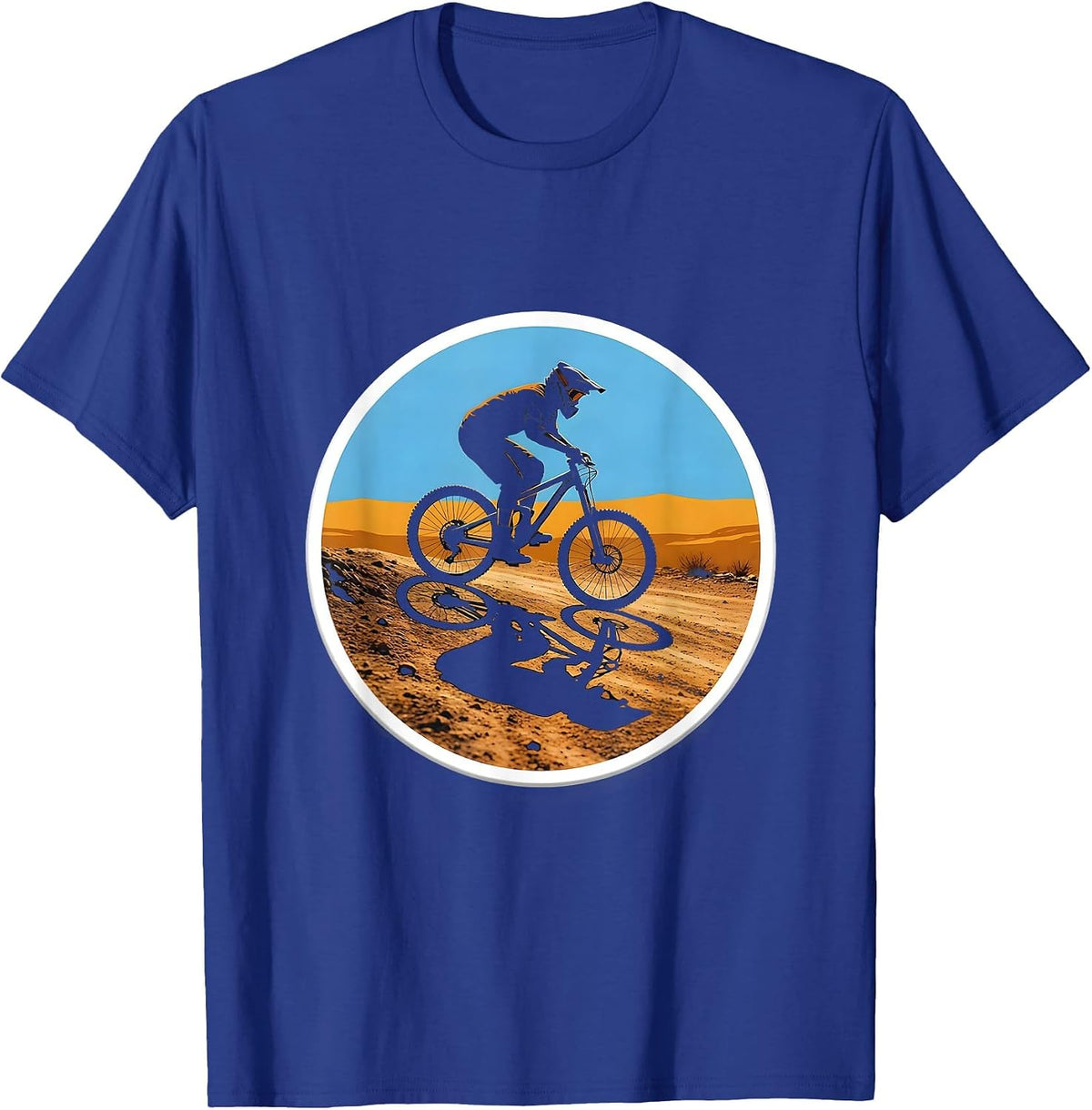 Mountain Bike Shadow Trail Graphic T-Shirt - Royal Blue