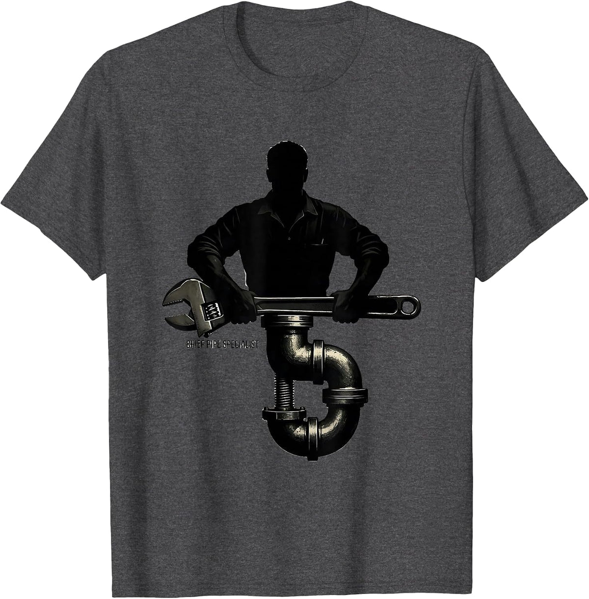 Chief Pipe Specialist Funny Plumber Pipefitter Steamfitter T-Shirt - Dark Heather Grey