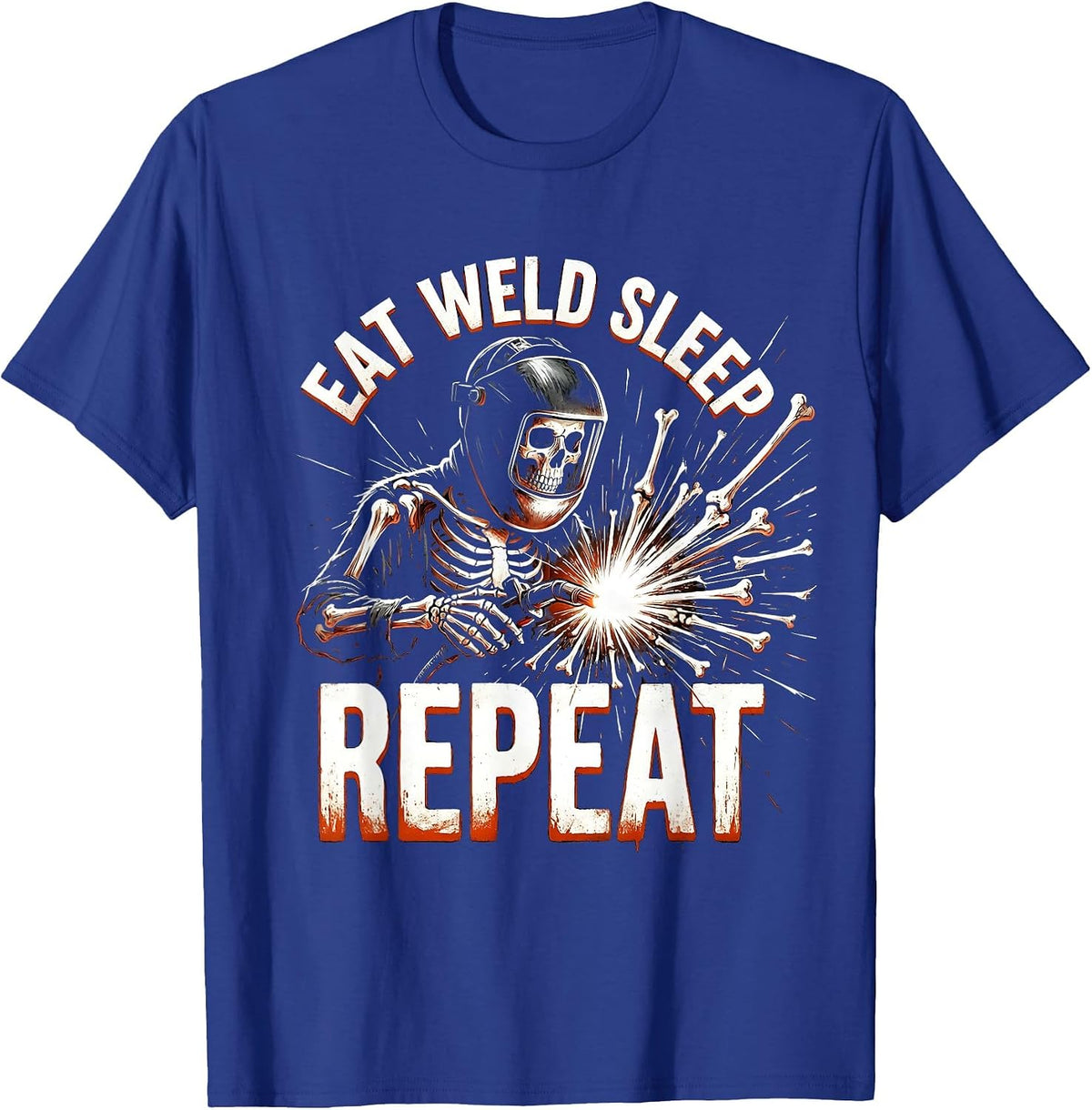 Men's Eat Weld Sleep Repeat Welder Graphic Design T-Shirt - Royal Blue