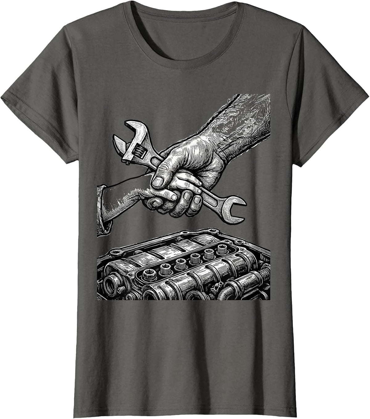Women's Teach Kids to Change Oil Graphic Tee T-Shirt - Asphalt Grey
