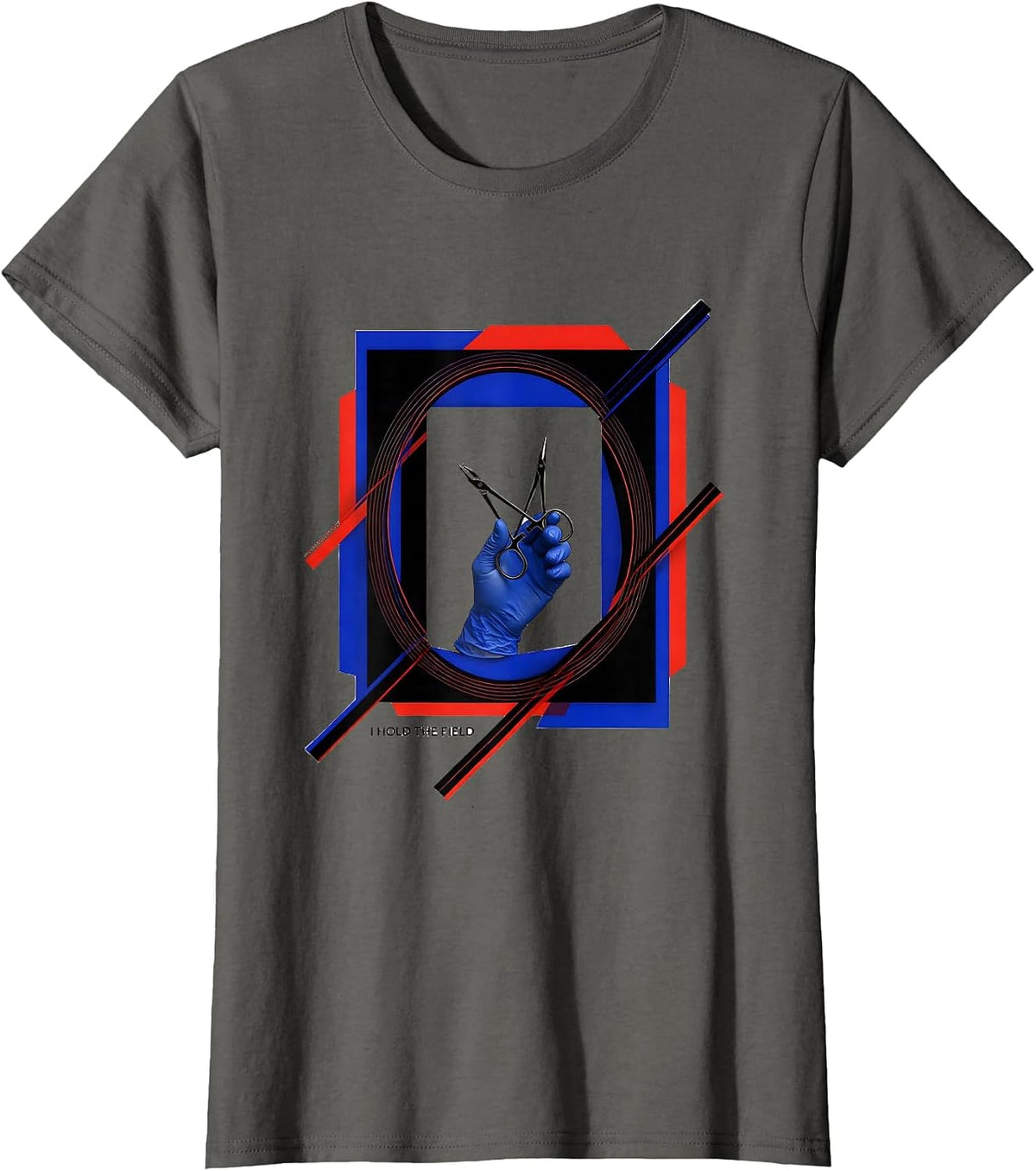 Women's I Hold The Field Playful Surgical Tech Occupational Pride T-Shirt - Asphalt Grey