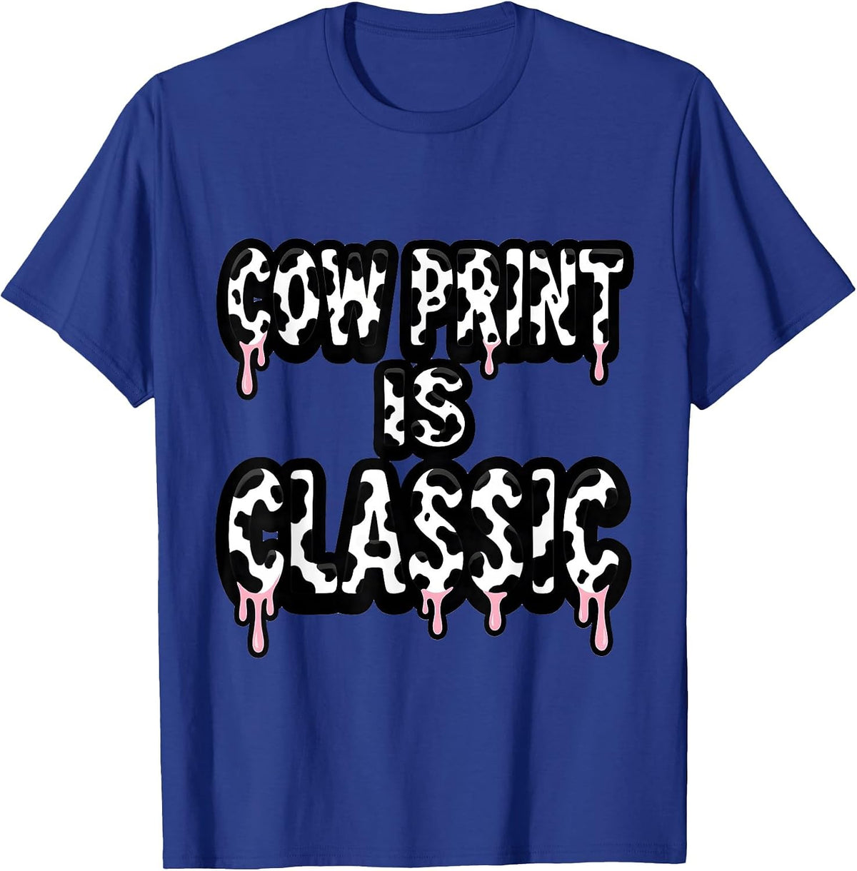 Men's Cow Print Is Classic Bold Animal Print Design T-Shirt - Royal Blue