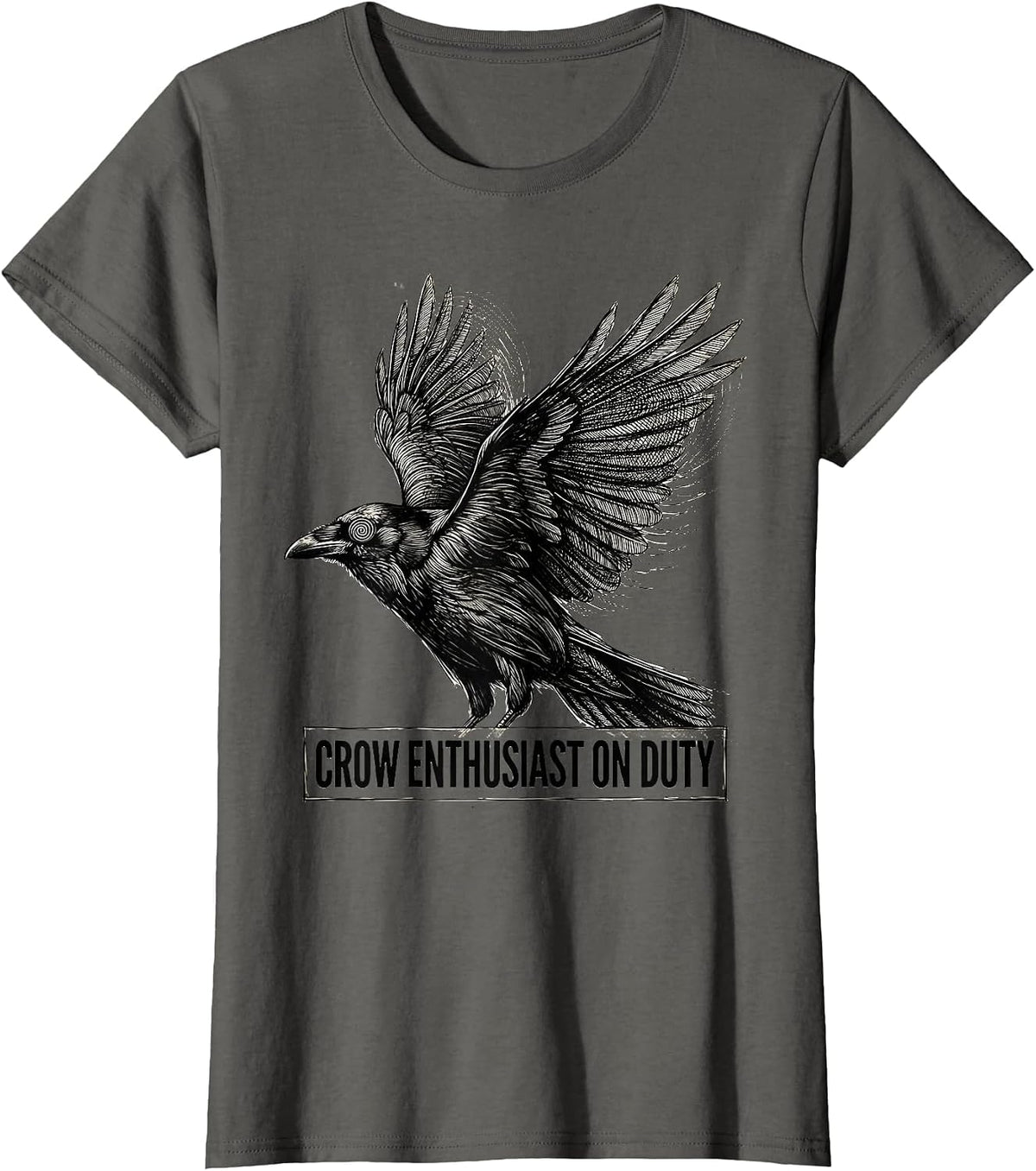 Women's Crow Enthusiast On Duty Bird Lover Design T-Shirt - Asphalt Grey