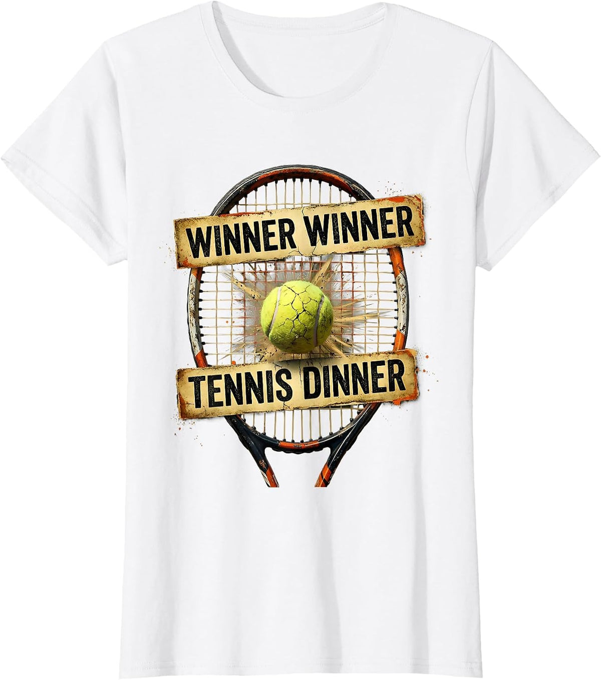 Winner Winner Tennis Dinner Funny Tennis Design T-Shirt - White