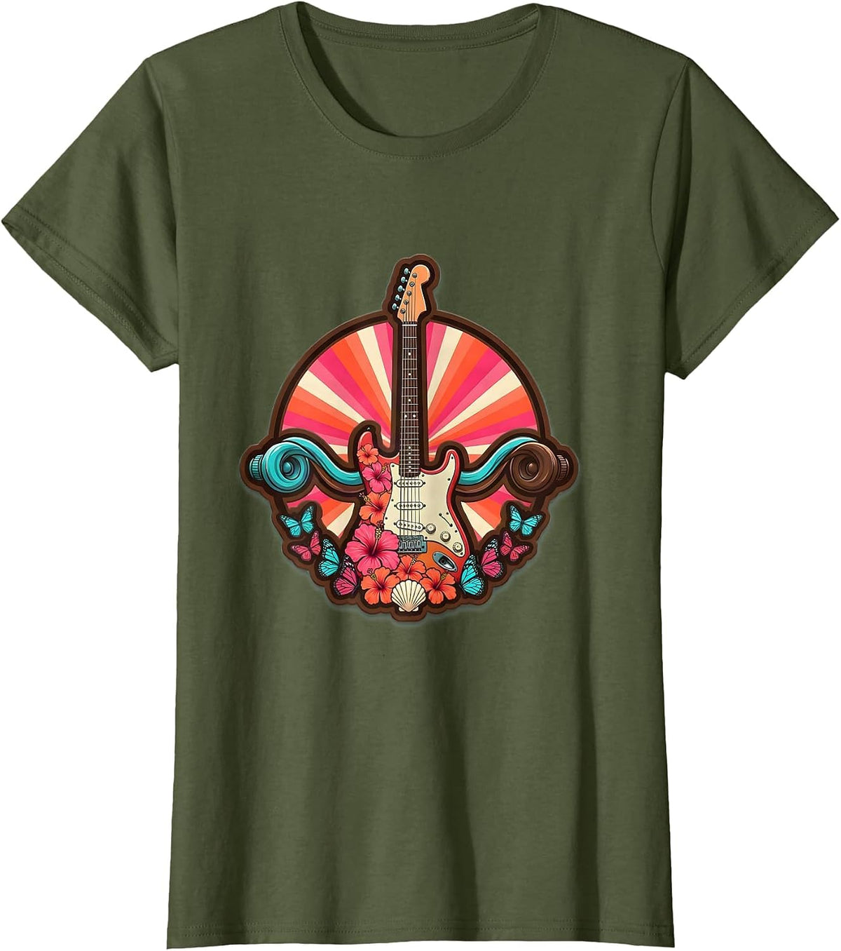Women's 2000s Garage Band Kids Jamming in Basement T-Shirt - Olive Green