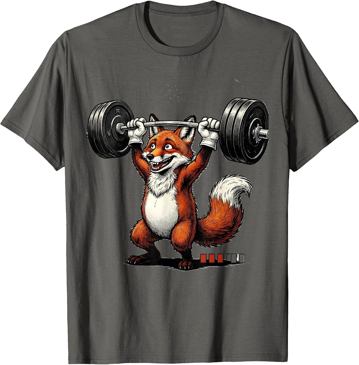 Men's Rubber Hose Fox Weightlifting Gym Humor T-Shirt - Asphalt Grey