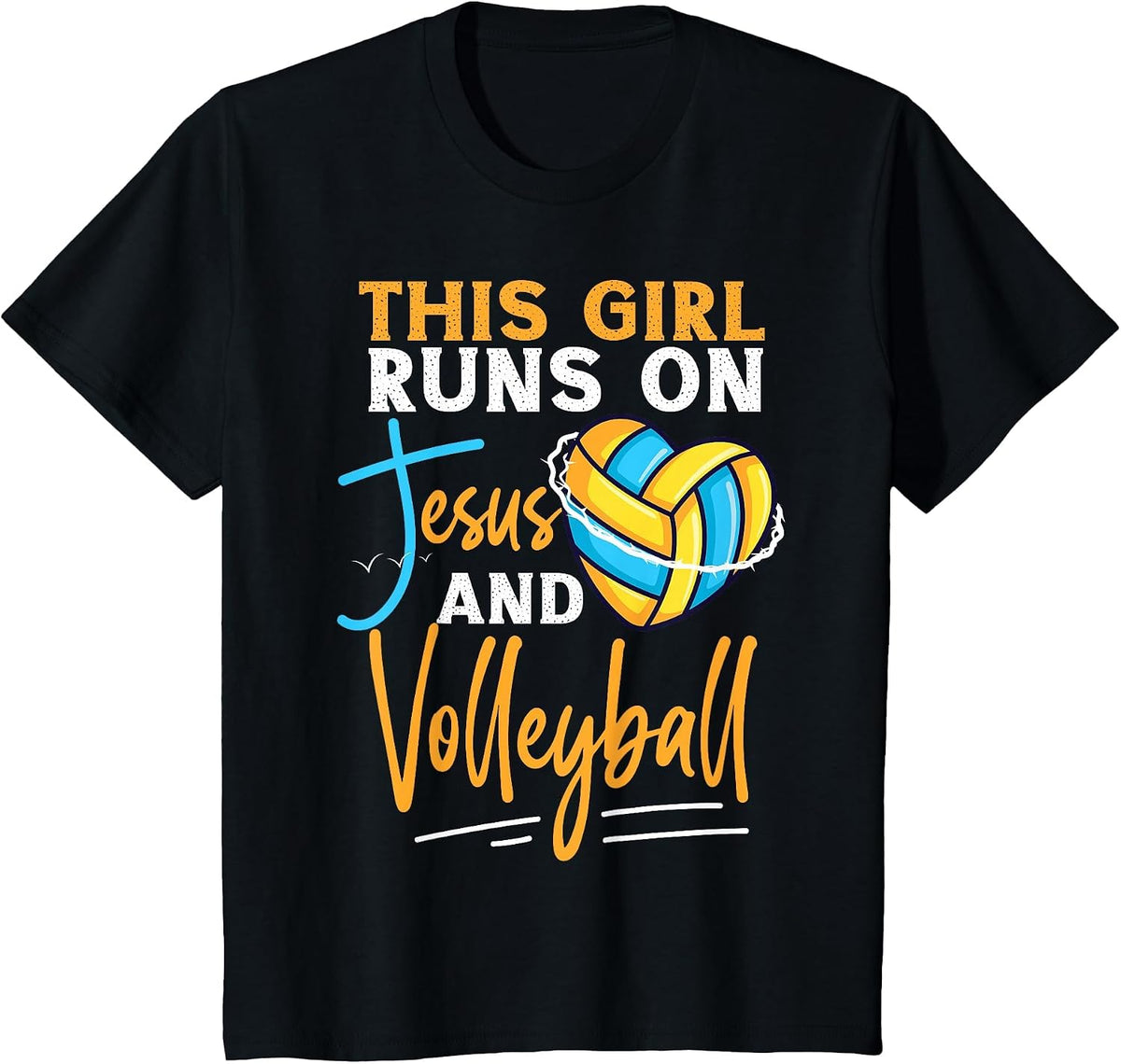 Volleyball Player Team This Girl Runs On Jesus and T-Shirt - Black