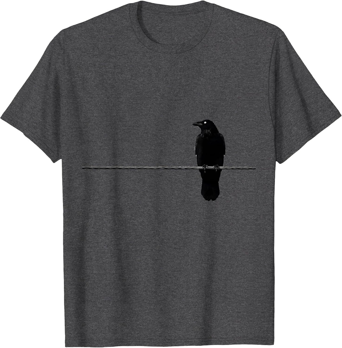 Minimalist Crow Gothic Humor Dark Novelty T-Shirt - Dark Heather Grey
