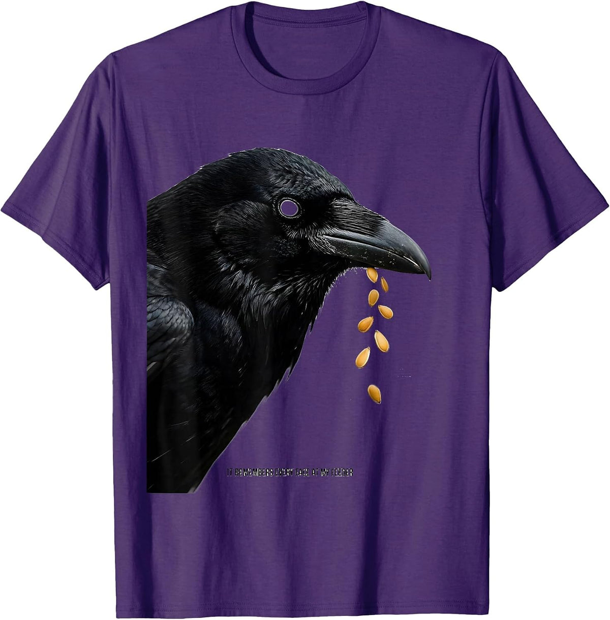It Remembers Every Face At My Feeder Punny Crow Lover Humor T-Shirt - Purple