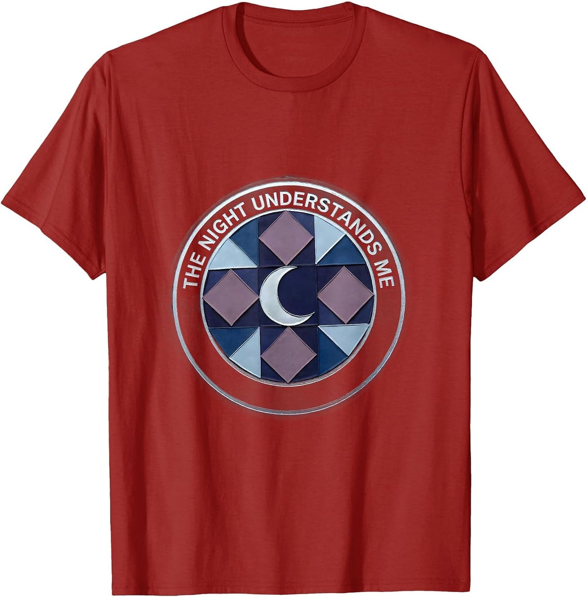 The Night Understands Me Dark Sombre Design T-Shirt - Cranberry Red
