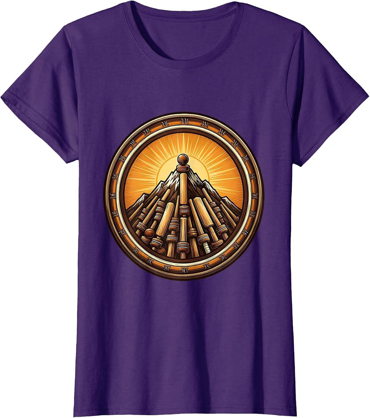 Women's Cricket Stumps Mountain Peak Inspirational Design T-Shirt - Purple