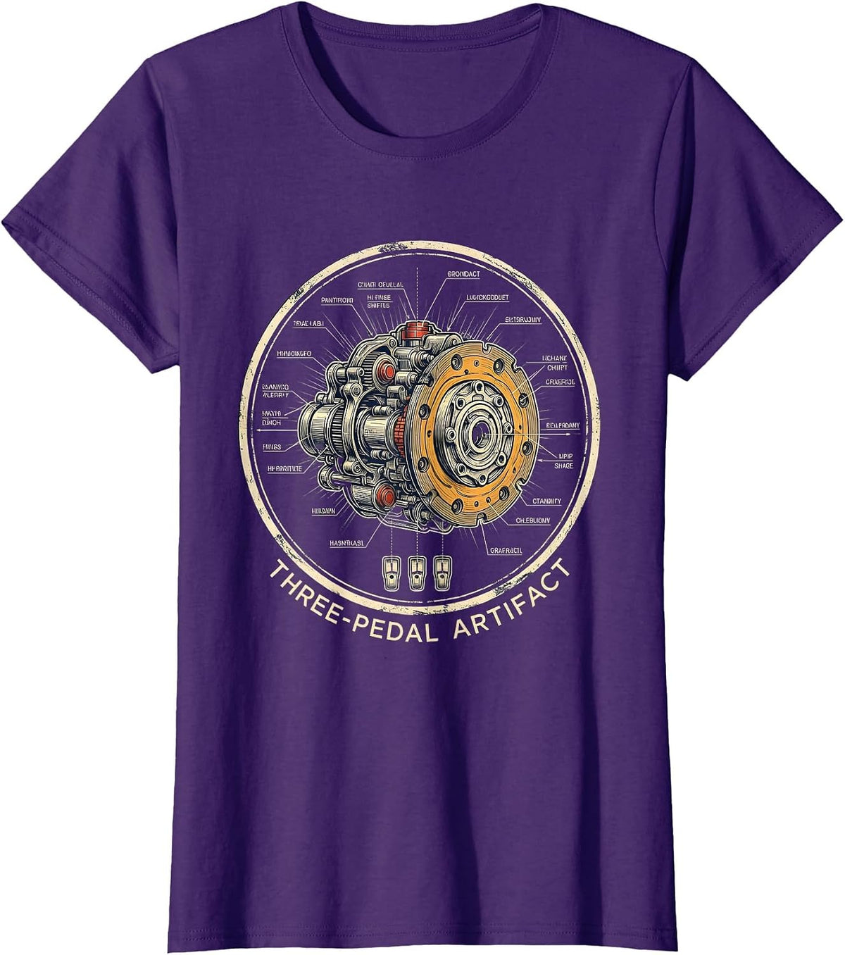 Women's Three-Pedal Artifact Manual Transmission Car Guy Humor T-Shirt - Purple