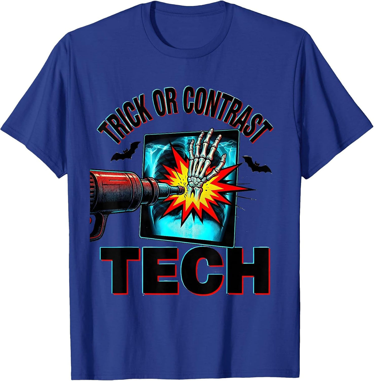 Trick Or Contrast Tech Pop Art Radiology Tech Halloween T-Shirt - Royal Blue