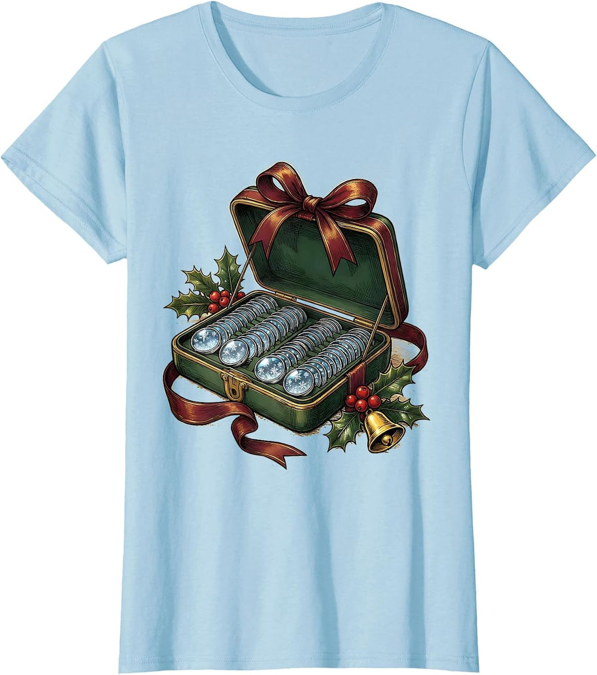Trial-Lens Case Christmas Optometrist Eye Exam Humor T-Shirt - Baby Blue