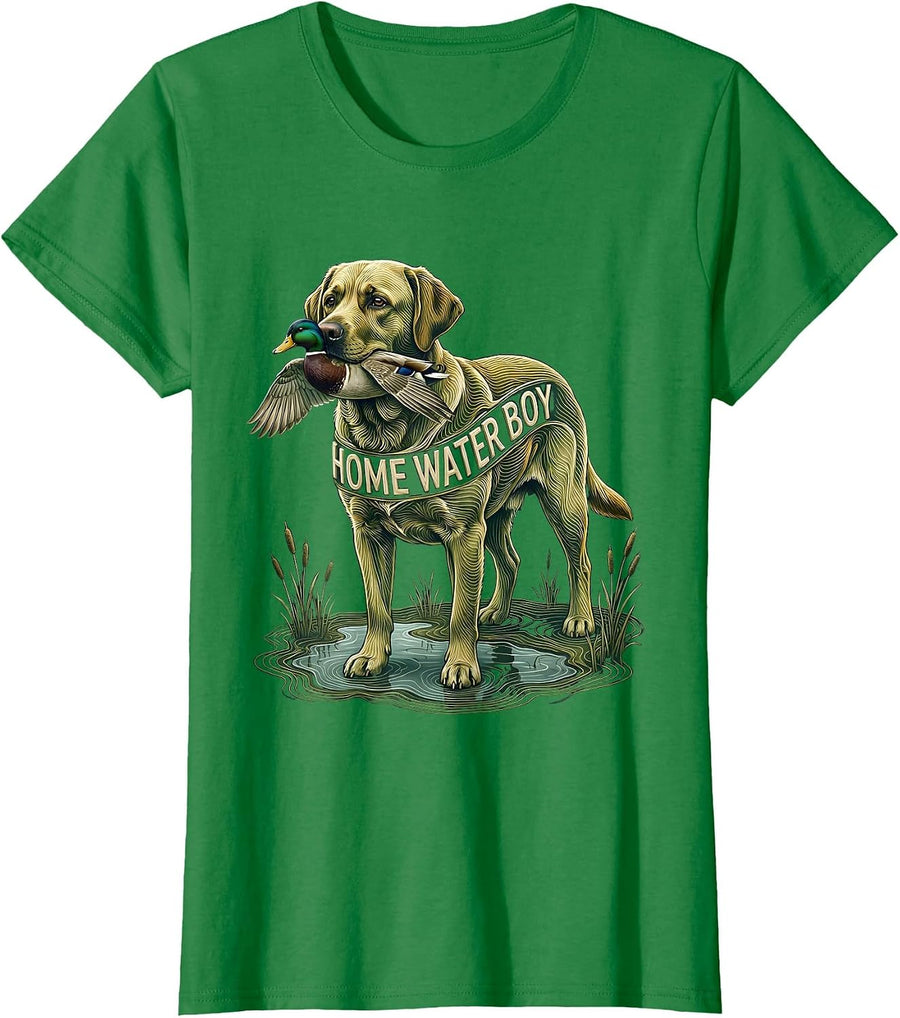 Women's Home Water Boy Topographic Contour Labrador Duck Hunting T-Shirt - Kelly Green