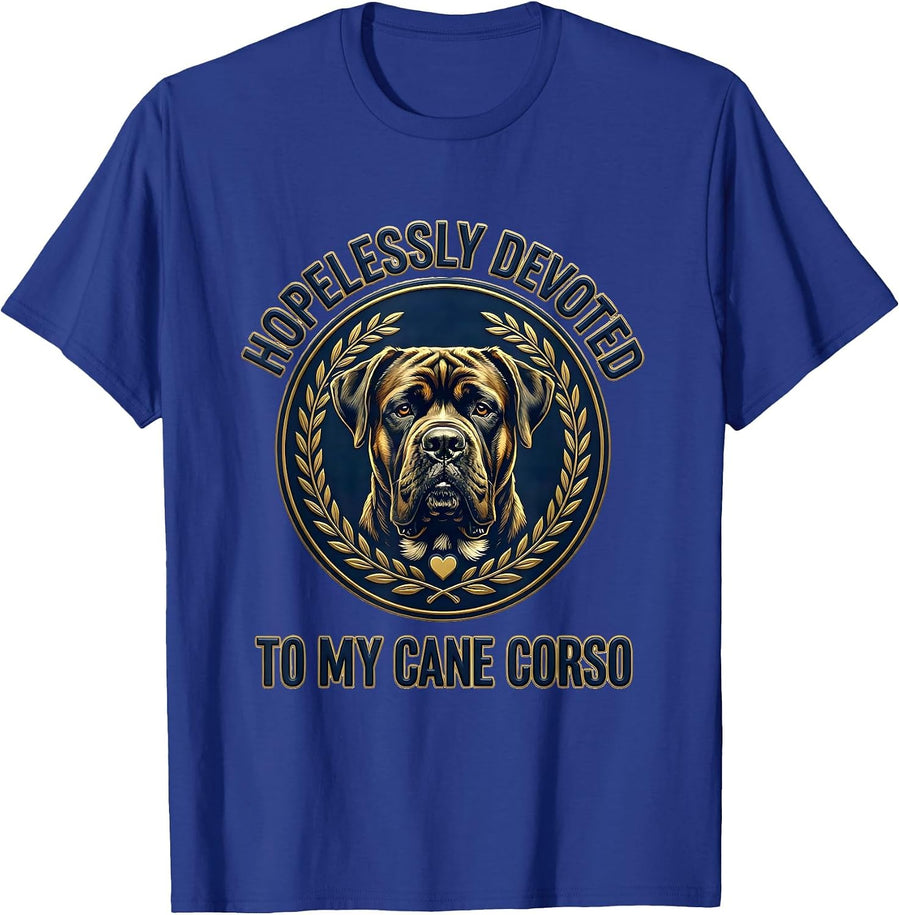 Hopelessly Devoted To My Cane Corso Funny Dog Dad Pet Lover T-Shirt - Royal Blue