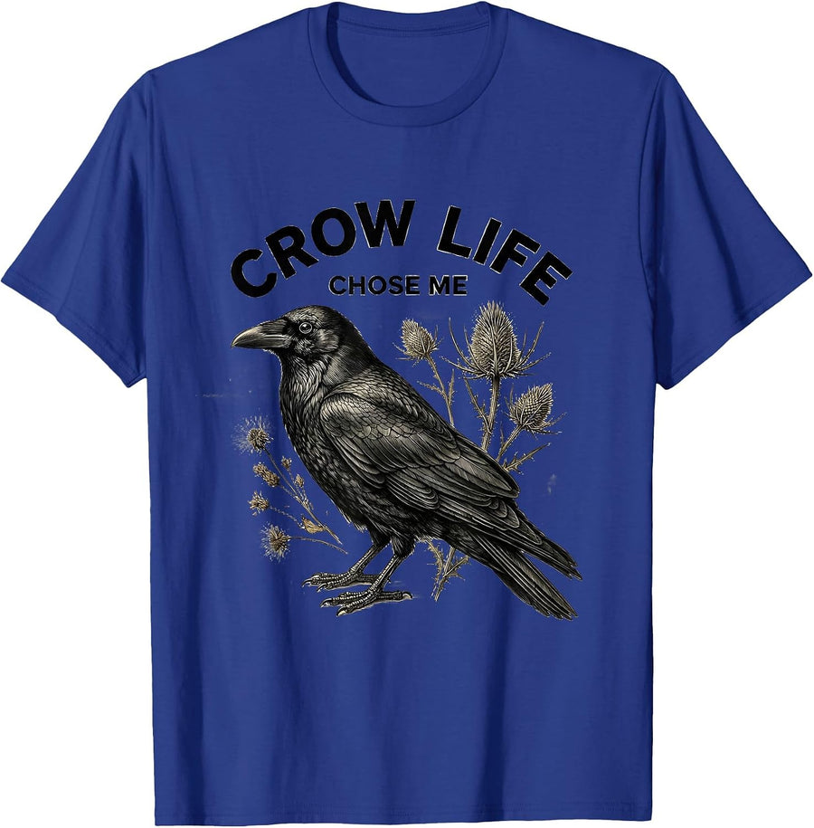 Crow Life Chose Me Dark Bird Design T-Shirt - Royal Blue