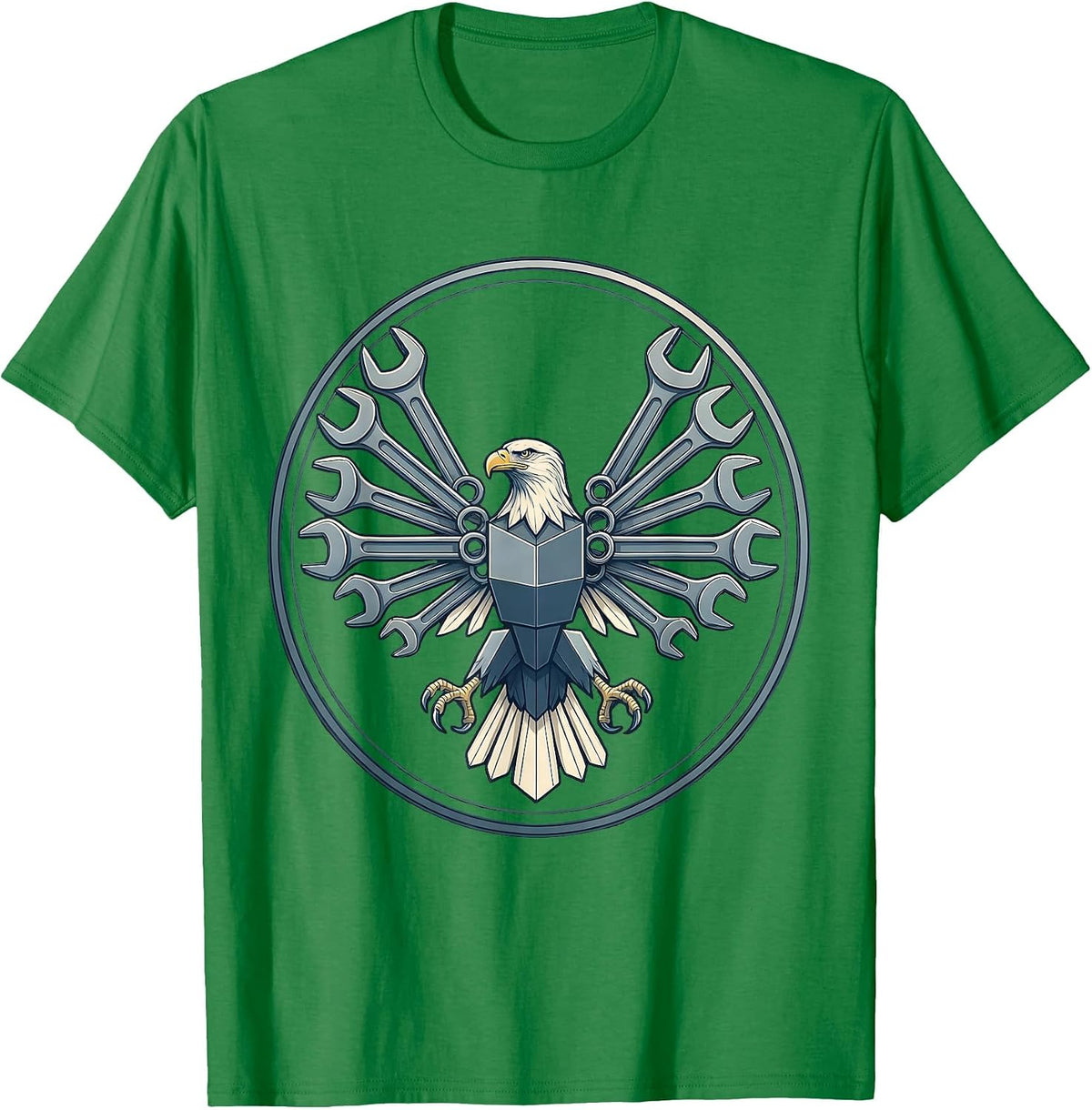 Men's Eagle Wings Socket Wrench Mechanic Graphic T-Shirt - Kelly Green