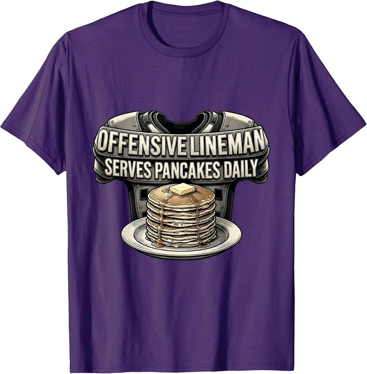 Offensive Lineman Serves Pancakes Daily Funny T-Shirt - Purple
