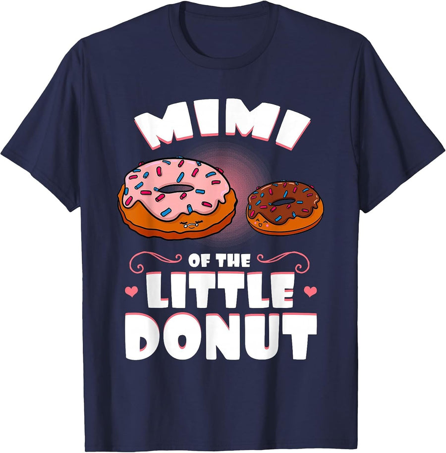Mimi of The Little Donut Gender Reveal Baby Shower T-Shirt - Navy Blue