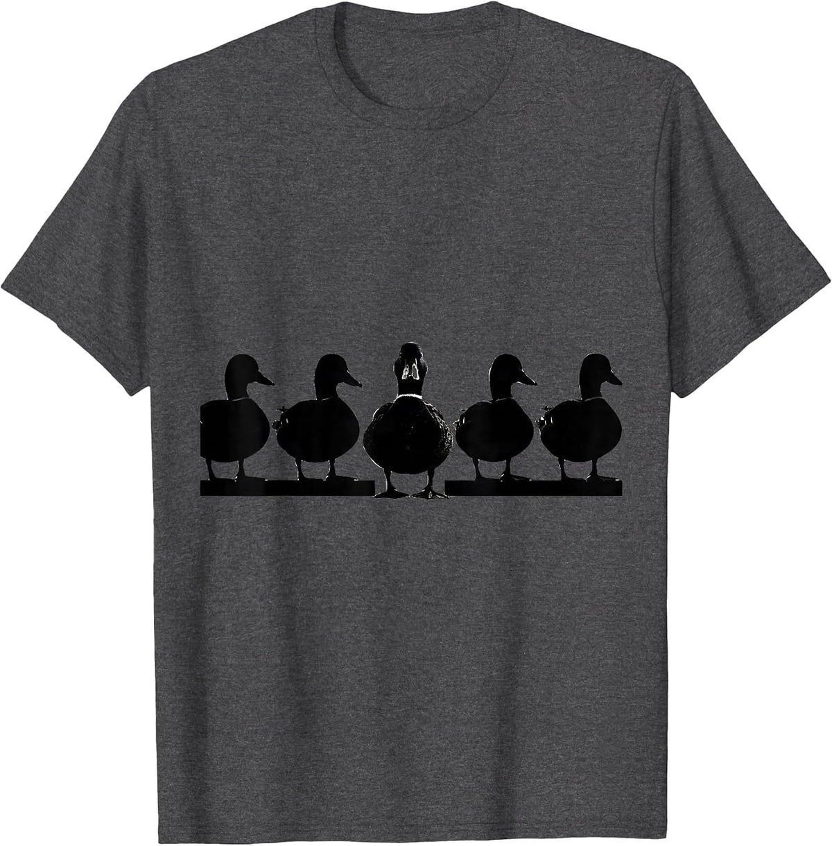 Men's Five Duck Silhouettes Funny Duck Lover Novelty T-Shirt - Dark Heather Grey