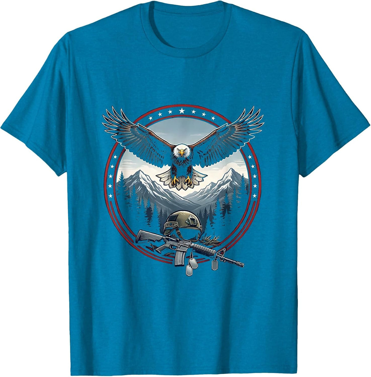 Land of the Free Home of the Brave Memorial Graphic T-Shirt - Sapphire Blue