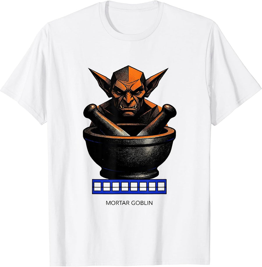 Men's Mortar Goblin Geometric Pharmacy Halloween Pharmacist Tech T-Shirt - White
