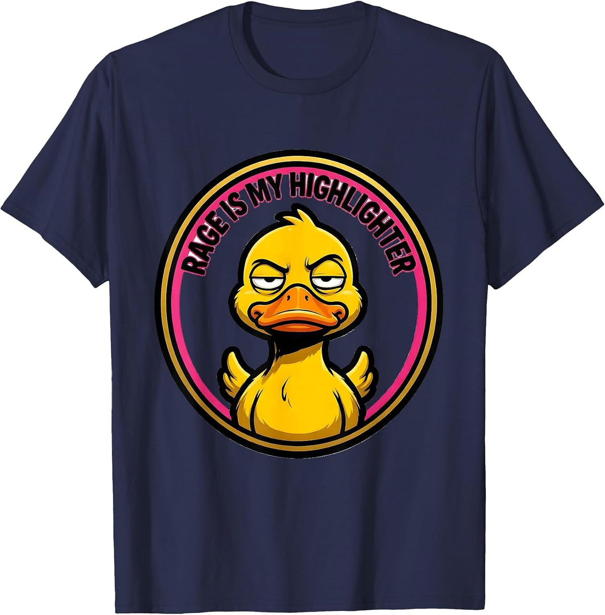 Men's Rage Is My Highlighter Cartoon Duck Meme Humor Sarcastic T-Shirt - Navy Blue