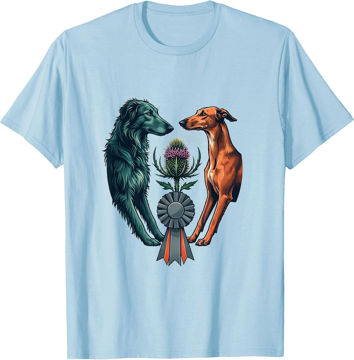 Men's Irish Wolfhound Scottish Deerhound Heritage Pride Pair T-Shirt - Baby Blue