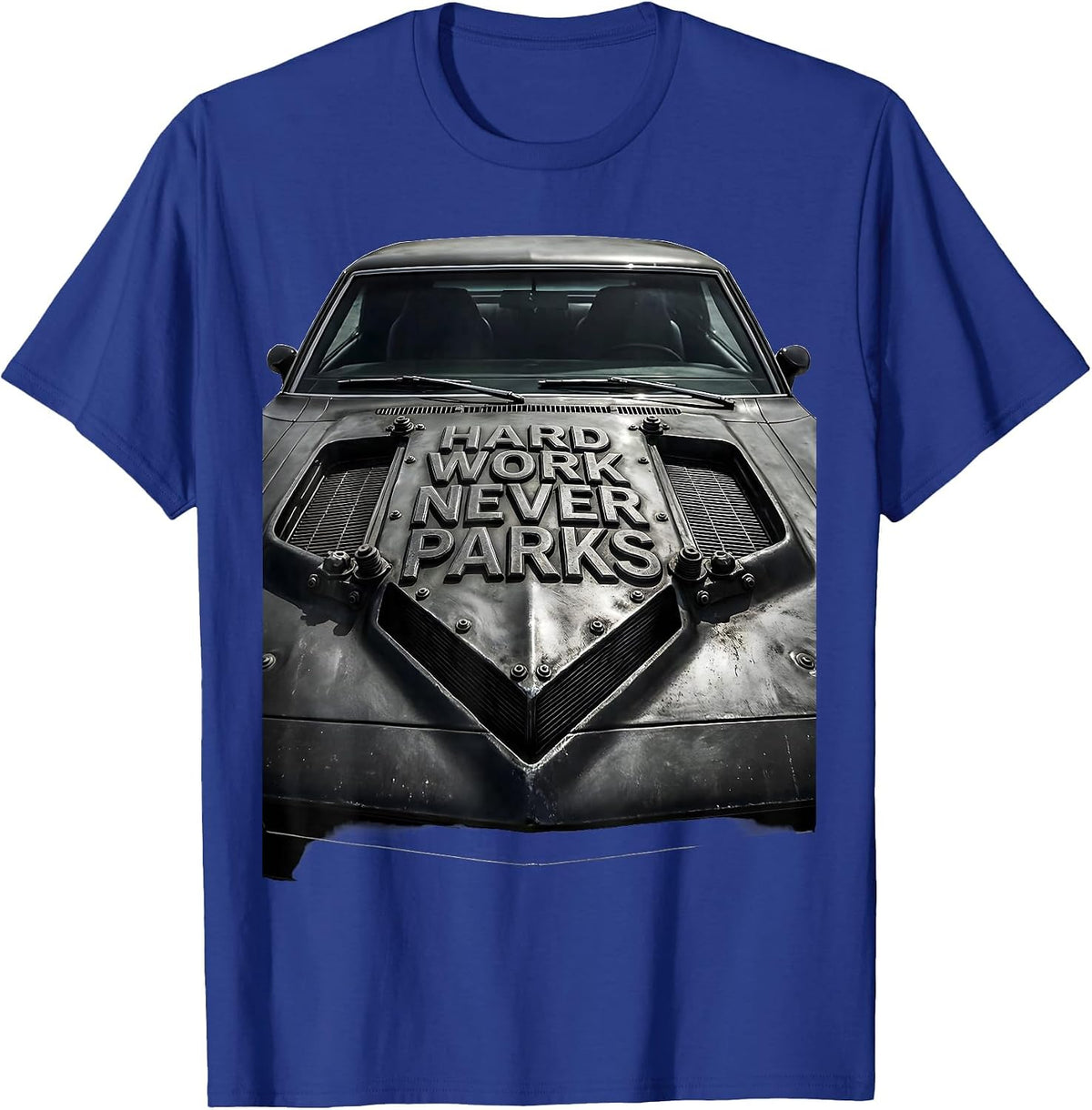 Men's Valley Forge Automotive Hard Work Never Parks T-Shirt - Royal Blue