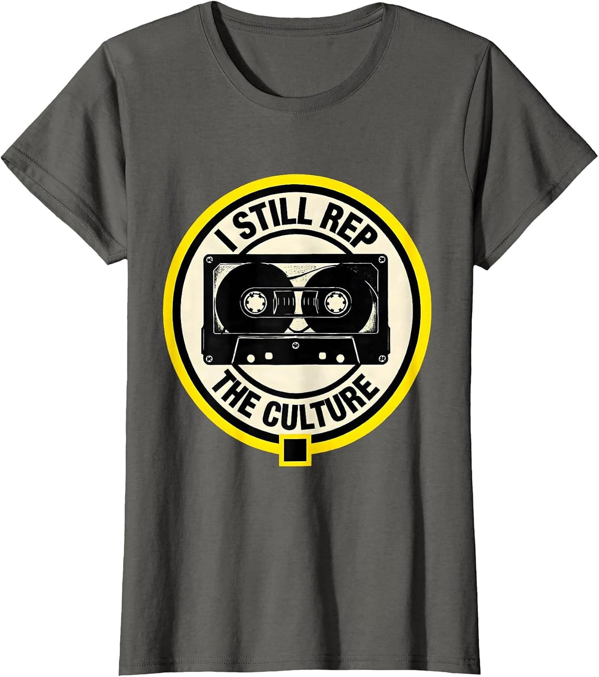 Women's I Still Rep The Culture Stencil Graphic Hip Hop Rap T-Shirt - Asphalt Grey