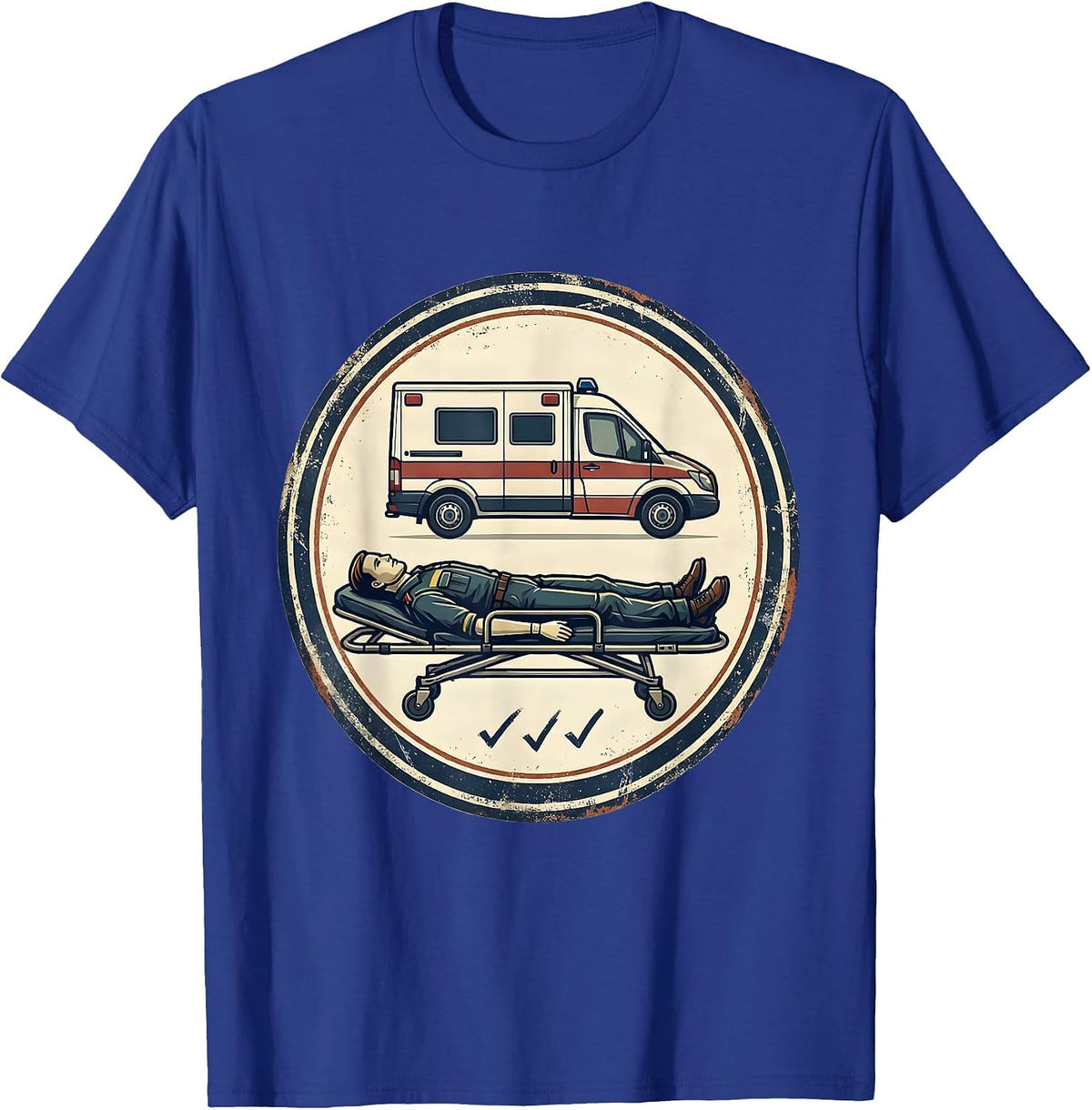 Men's Sealed Ambulance Badge Vintage EMT Paramedic Crew T-Shirt - Royal Blue