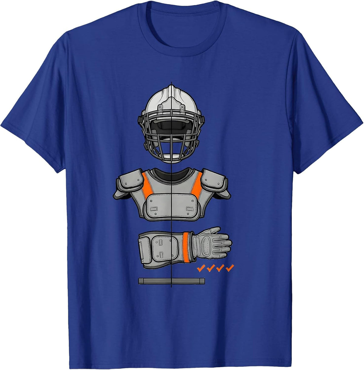 Men's Exploded Lineman Gear Stack Football Player Humor T-Shirt - Royal Blue