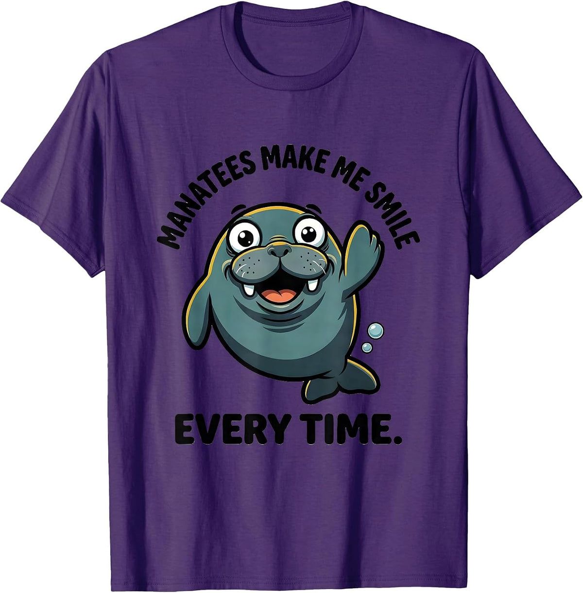 Manatees Make Me Smile Every Time Funny Crystal River T-Shirt - Purple