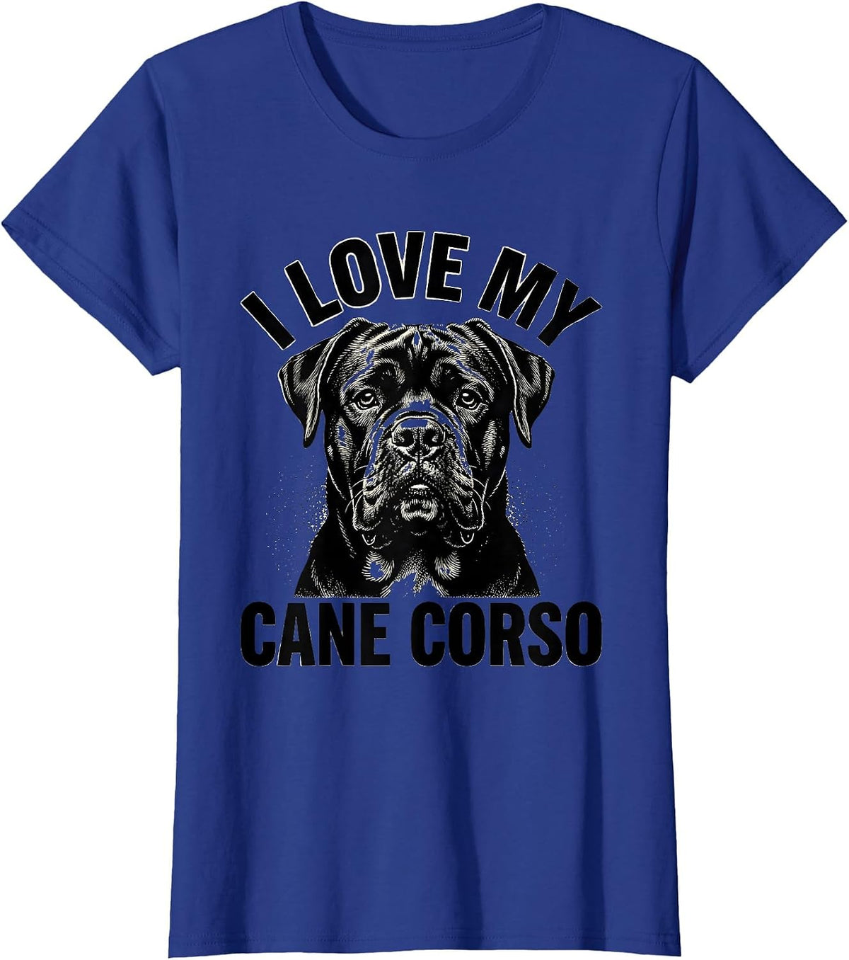 Women's I Love My Cane Corso Blackwork Dotwork Pet Lover Breed Pride T-Shirt - Royal Blue