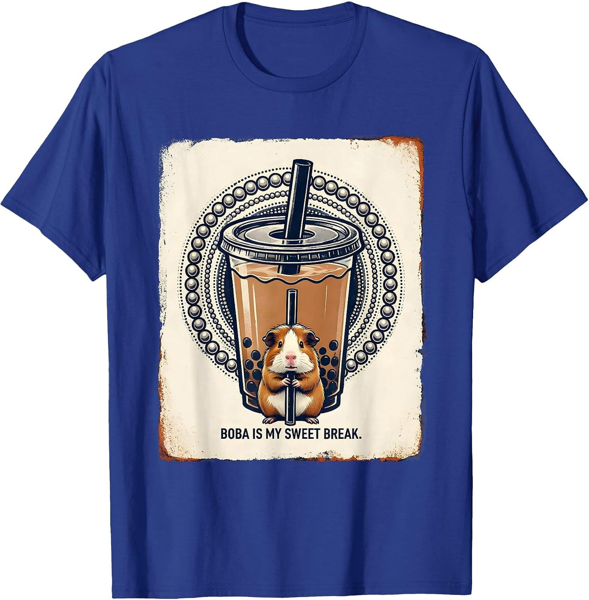 Boba Is My Sweet Break Cute Kawaii Boba Tea Mascot Character T-Shirt - Royal Blue
