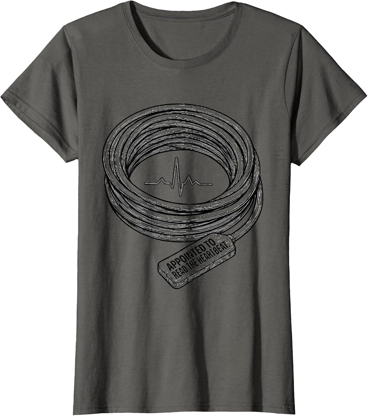 Women's Appointed To Read The Heartbeat Funny Sonographer Ultrasound T-Shirt - Asphalt Grey