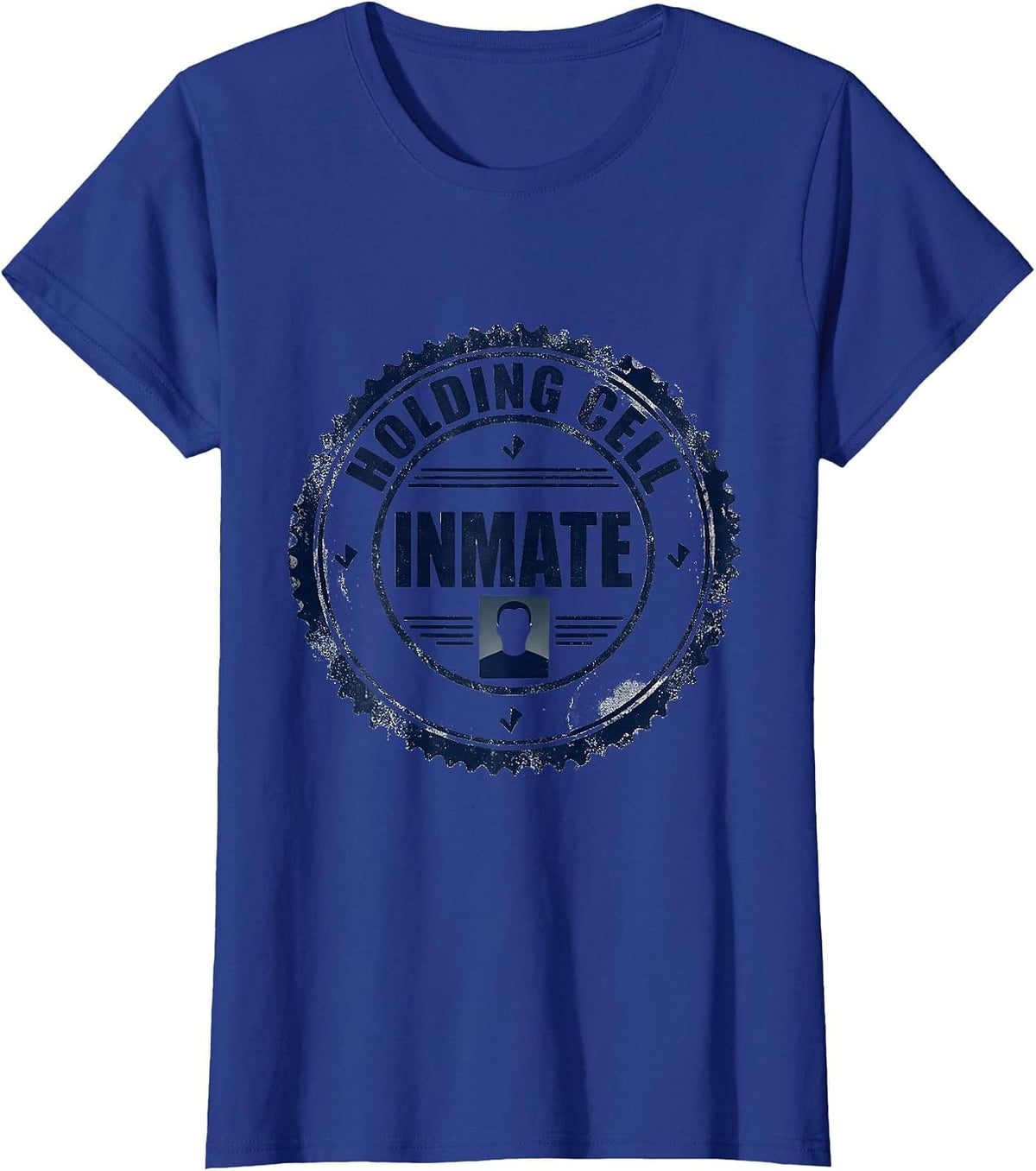 Women's Holding Cell Inmate Rubber Stamp Funny Prisoner Costume T-Shirt - Royal Blue