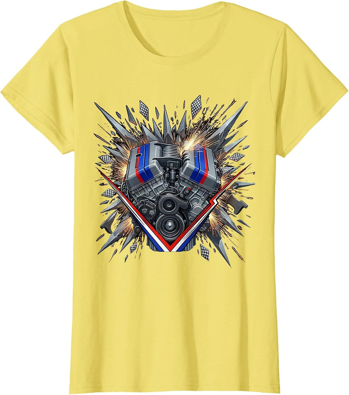 Valley Forge Automotive Car Engine Forge Sparks T-Shirt - Lemon Yellow