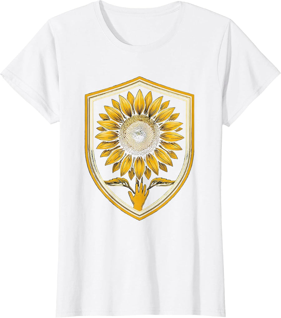 Women's First Grade Teacher Sunflower Painting Art T-Shirt - White
