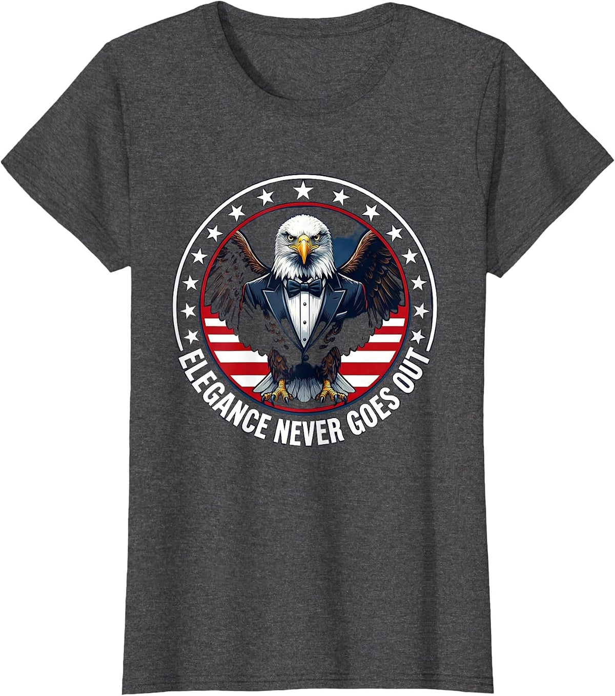 Women's Elegance Never Goes Out Tuxedo Style Design T-Shirt - Dark Heather Grey