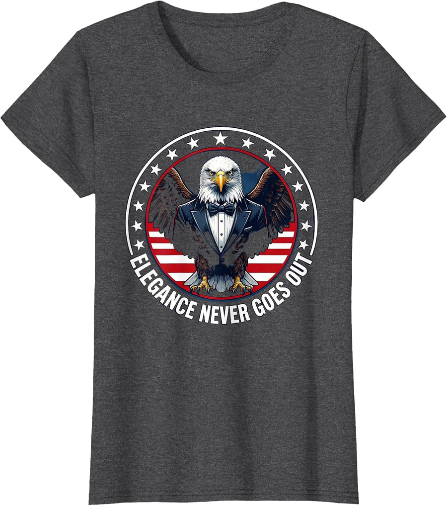 Women's Elegance Never Goes Out Tuxedo Style Design T-Shirt - Dark Heather Grey
