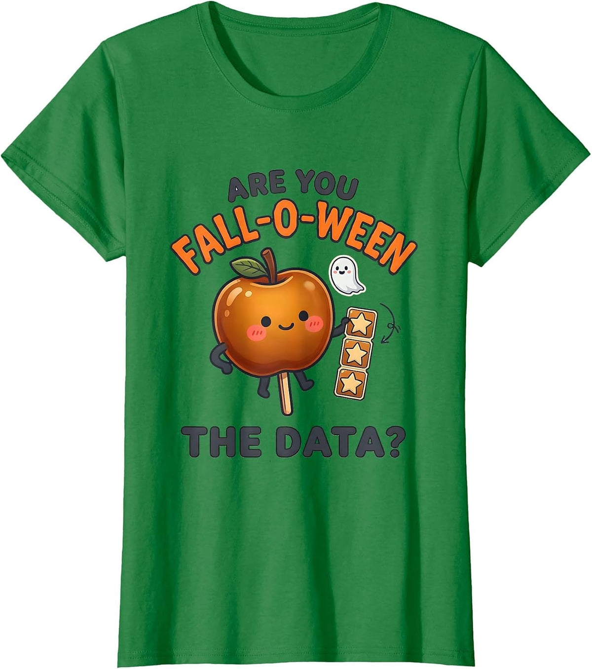 Women's Are You Fall-O-Ween The Data Kawaii Teacher Halloween T-Shirt - Kelly Green