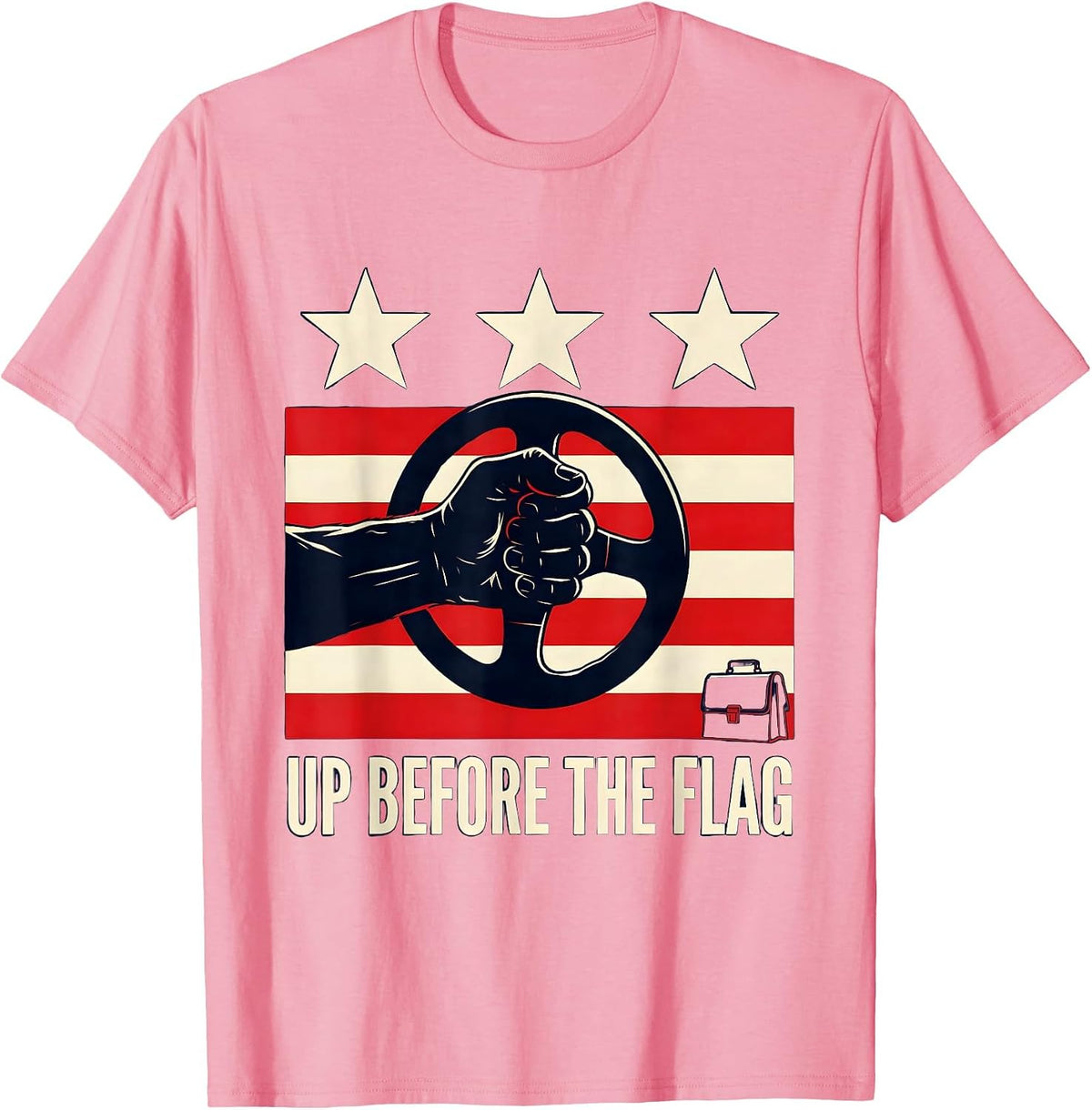 Up Before The Flag Patriotic Mechanic Driver USA American T-Shirt - Pink