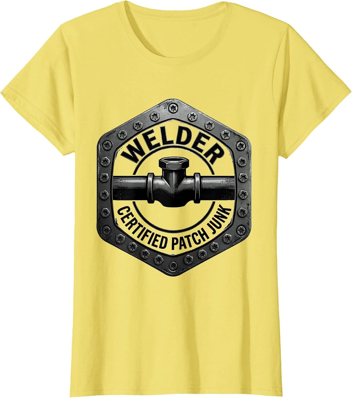 Welder — Certified Patch Junk Oilfield Worker Rugged T-Shirt - Lemon Yellow