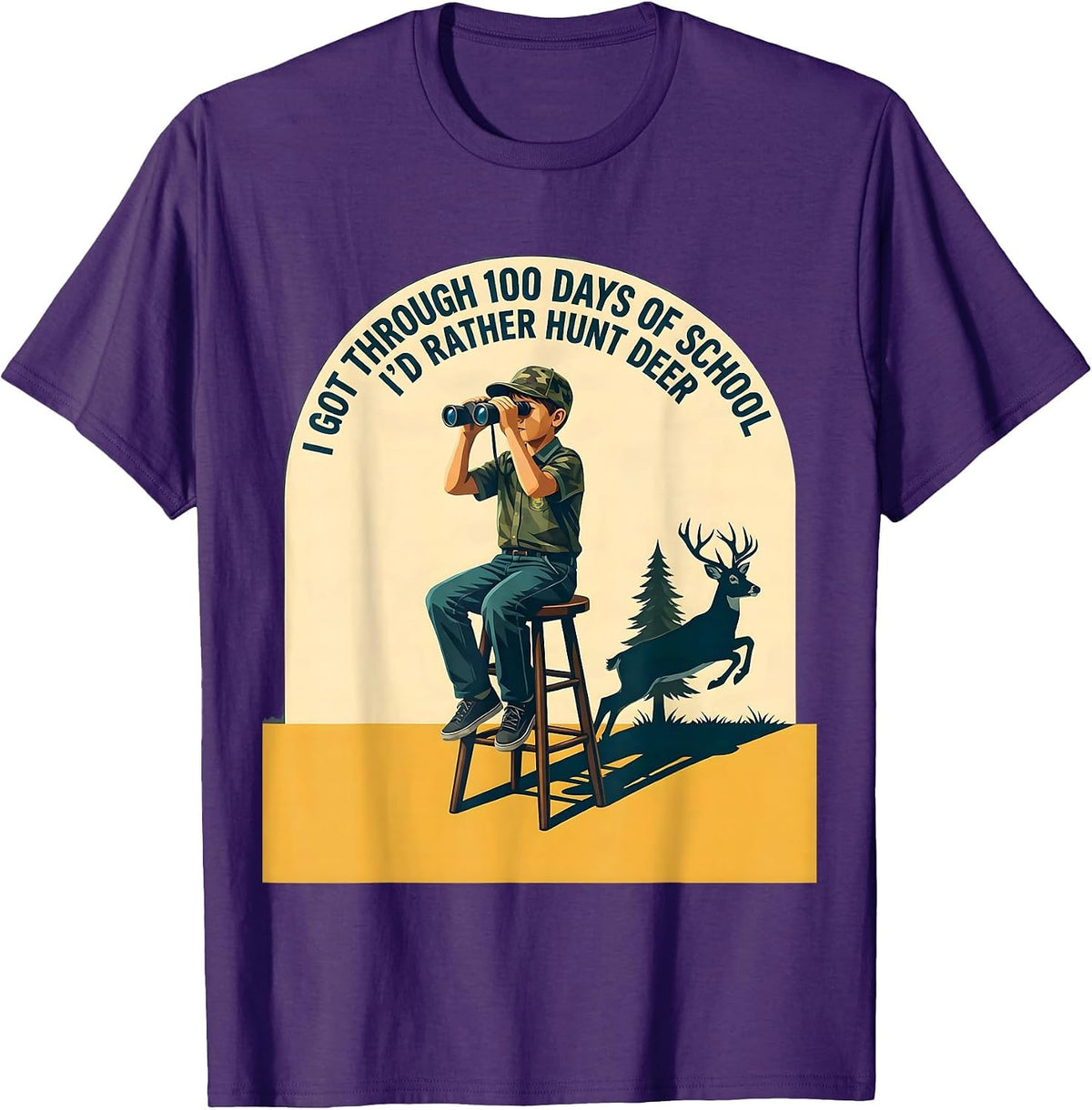 Men's I Got Through 100 Days Of School—I'd Rather Hunt Deer T-Shirt - Purple