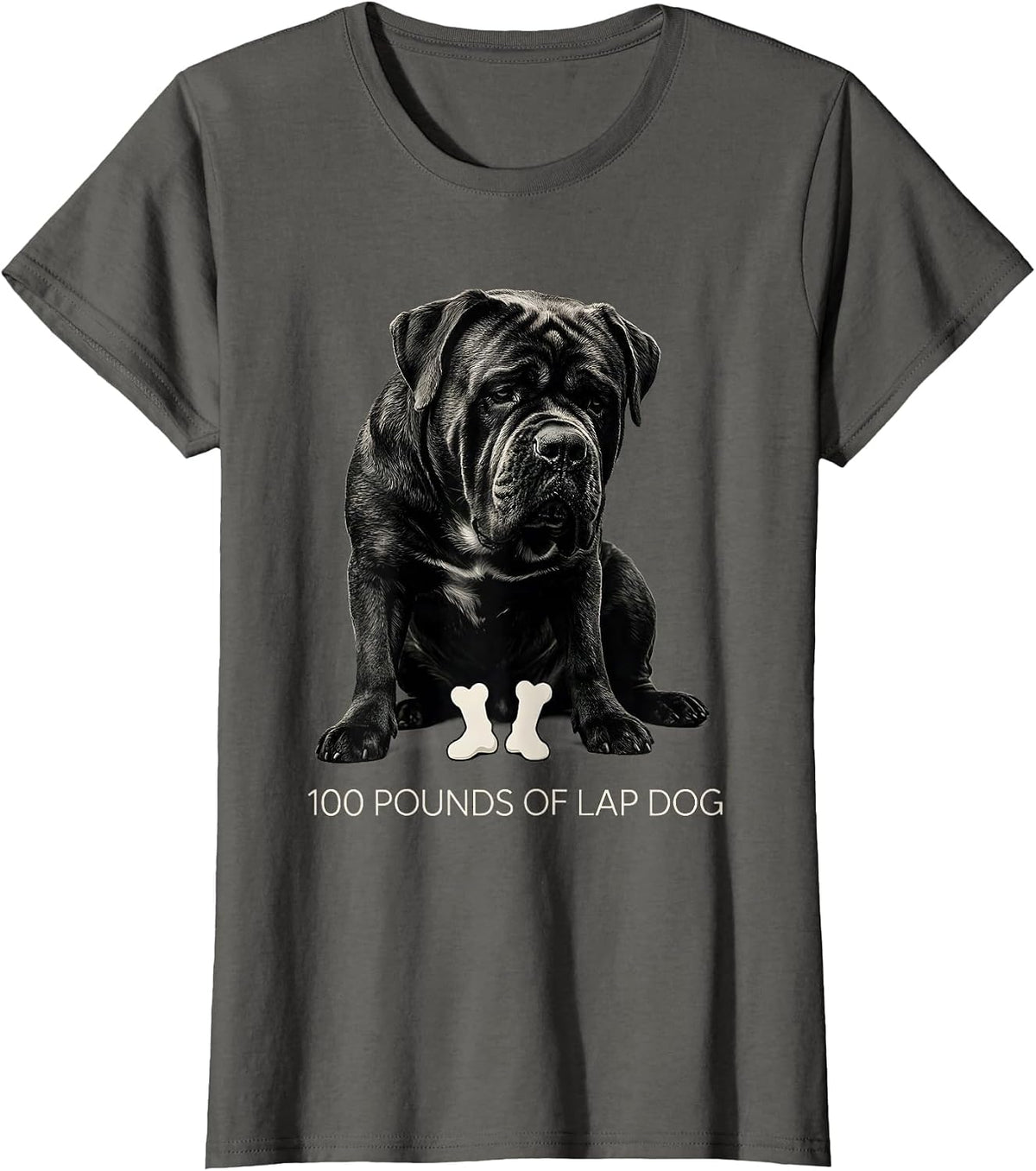 Women's 100 Pounds Of Lap Dog Cane Corso Owner Humor Gift T-Shirt - Asphalt Grey