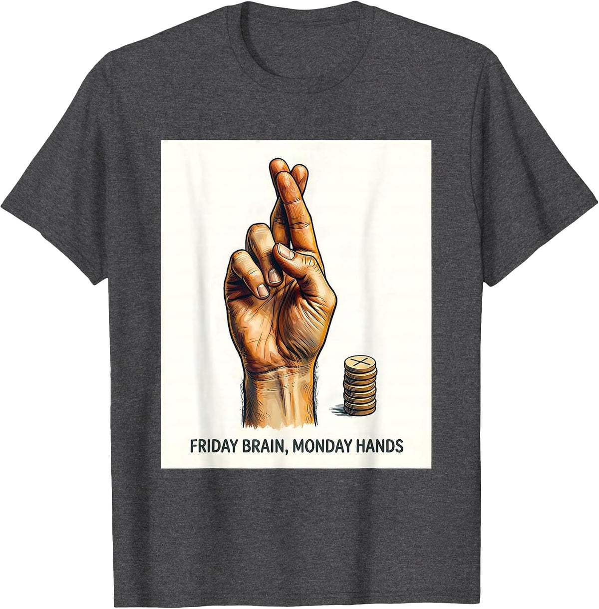 Men's Friday Brain Monday Hands ASL Teacher Deaf Awareness T-Shirt - Dark Heather Grey