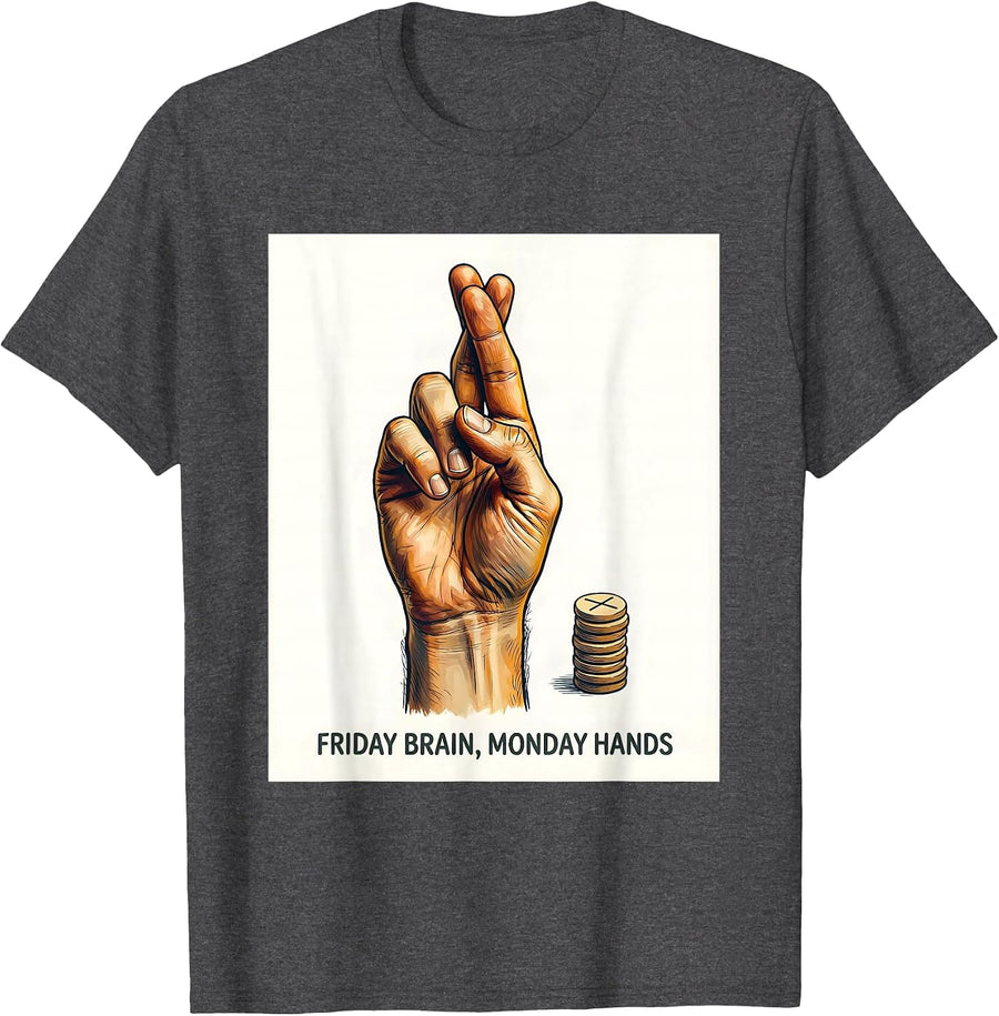 Men's Friday Brain Monday Hands ASL Teacher Deaf Awareness T-Shirt - Dark Heather Grey